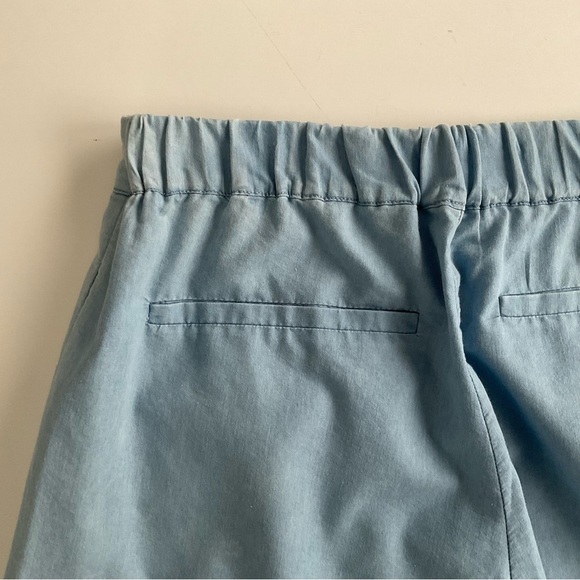 Biography Pants Sz L Blue Side Drape Slip Pockets Capris Boho Lagenlook Comfort - Picture 11 of 12